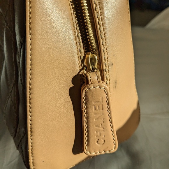 Auth. Chanel Beige Lambskin Wild Stitch Bowling Bag/Shoulder Bag - Picture 14 of 15